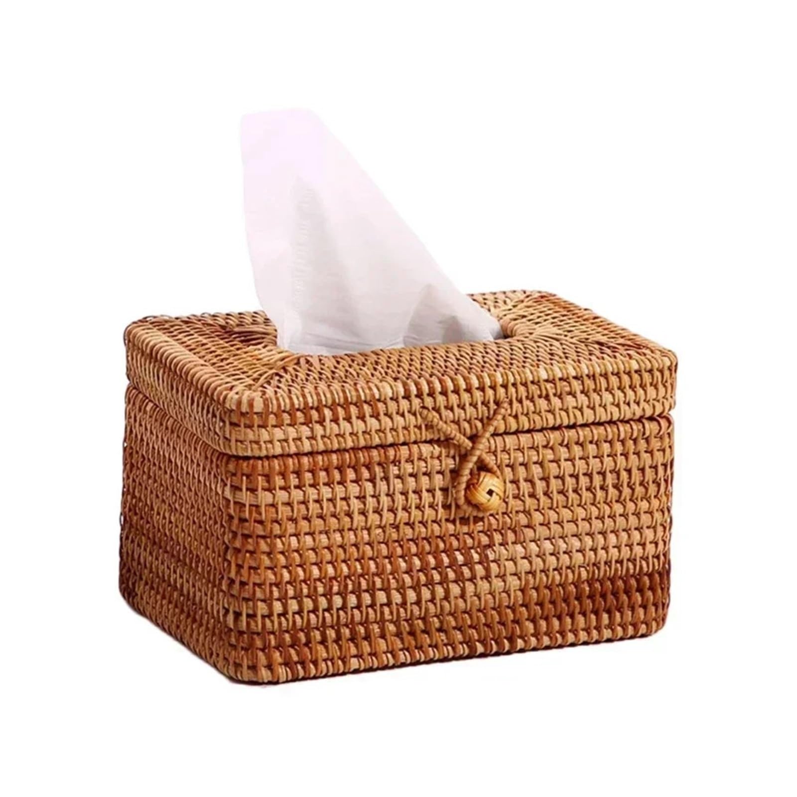 Rattan Tissue Box Cover Handmade Rattan Tissue Box Toilet Paper Cover Dispenser for Bathroom Home Office Hotel Napkin Storage Container(19x13x11cm)