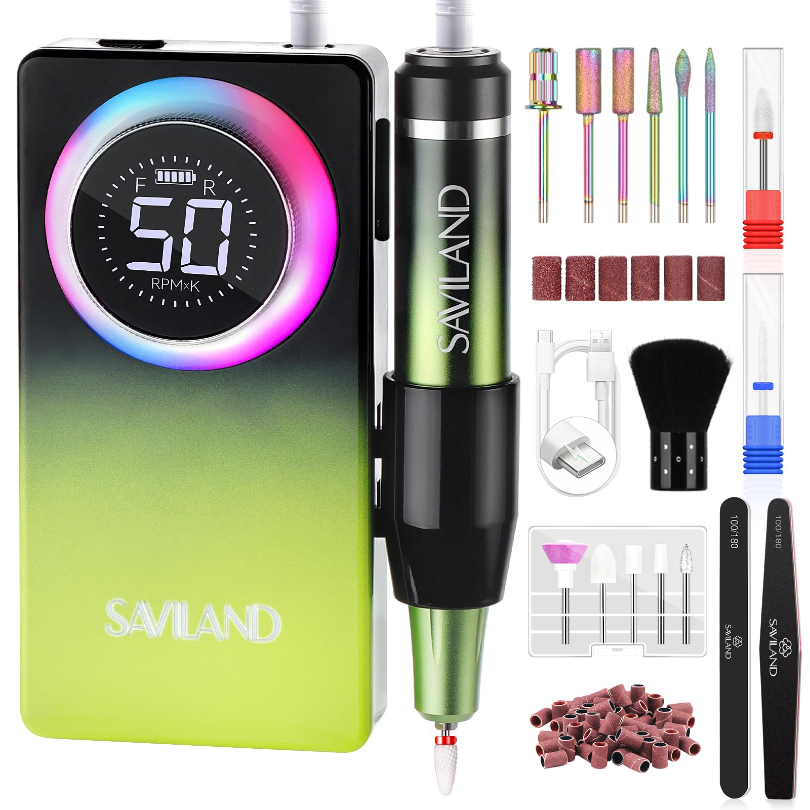 SAVILAND Advanced 50000RPM Professional Nail Drill main unit and handpiece