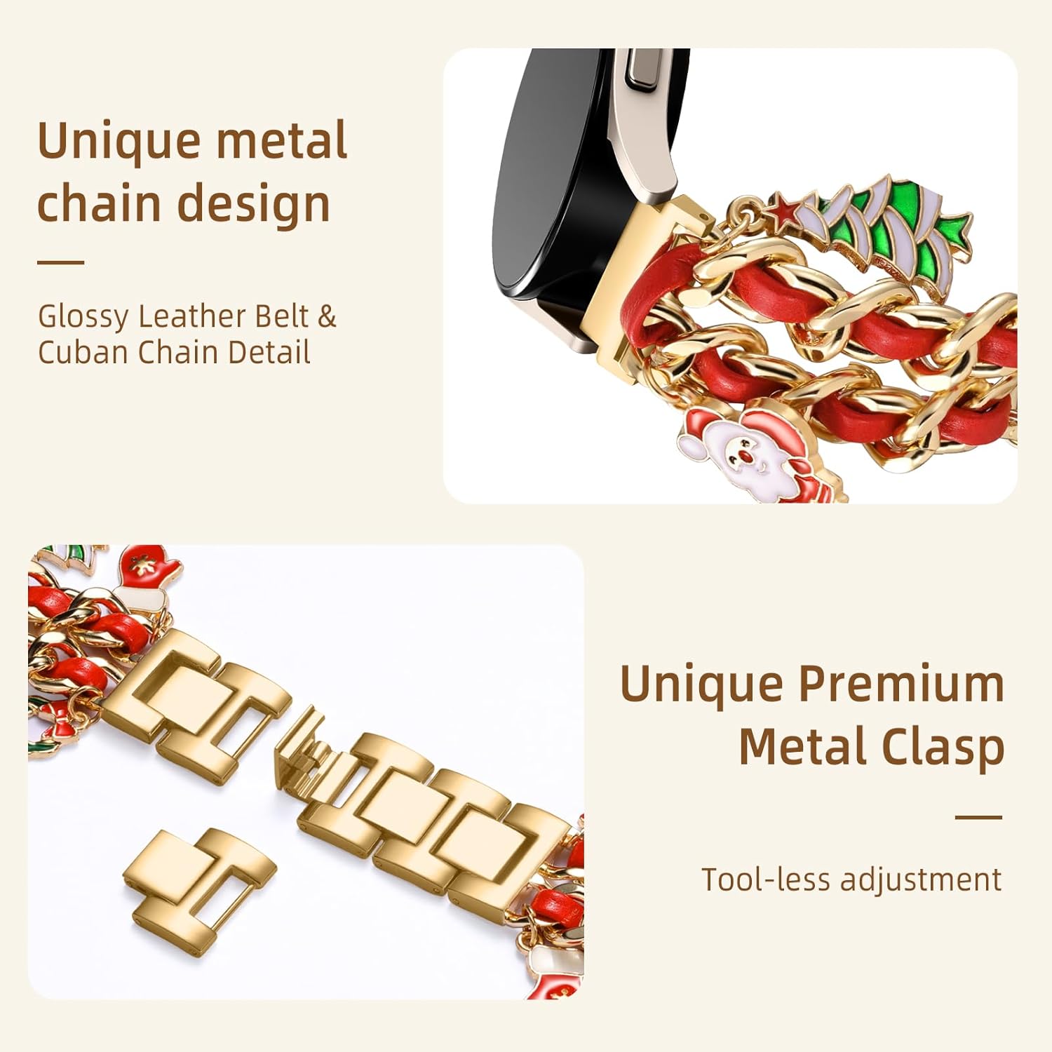 Stylish Metal Band Compatible with Samsung Galaxy Watch 7 Band/FE 6 5 4 40mm 44mm,Galaxy Active 2, 20mm Watch Strap Pretty Chain with Cute Decorative Charms Accessories for Samsung Watch Bands Women