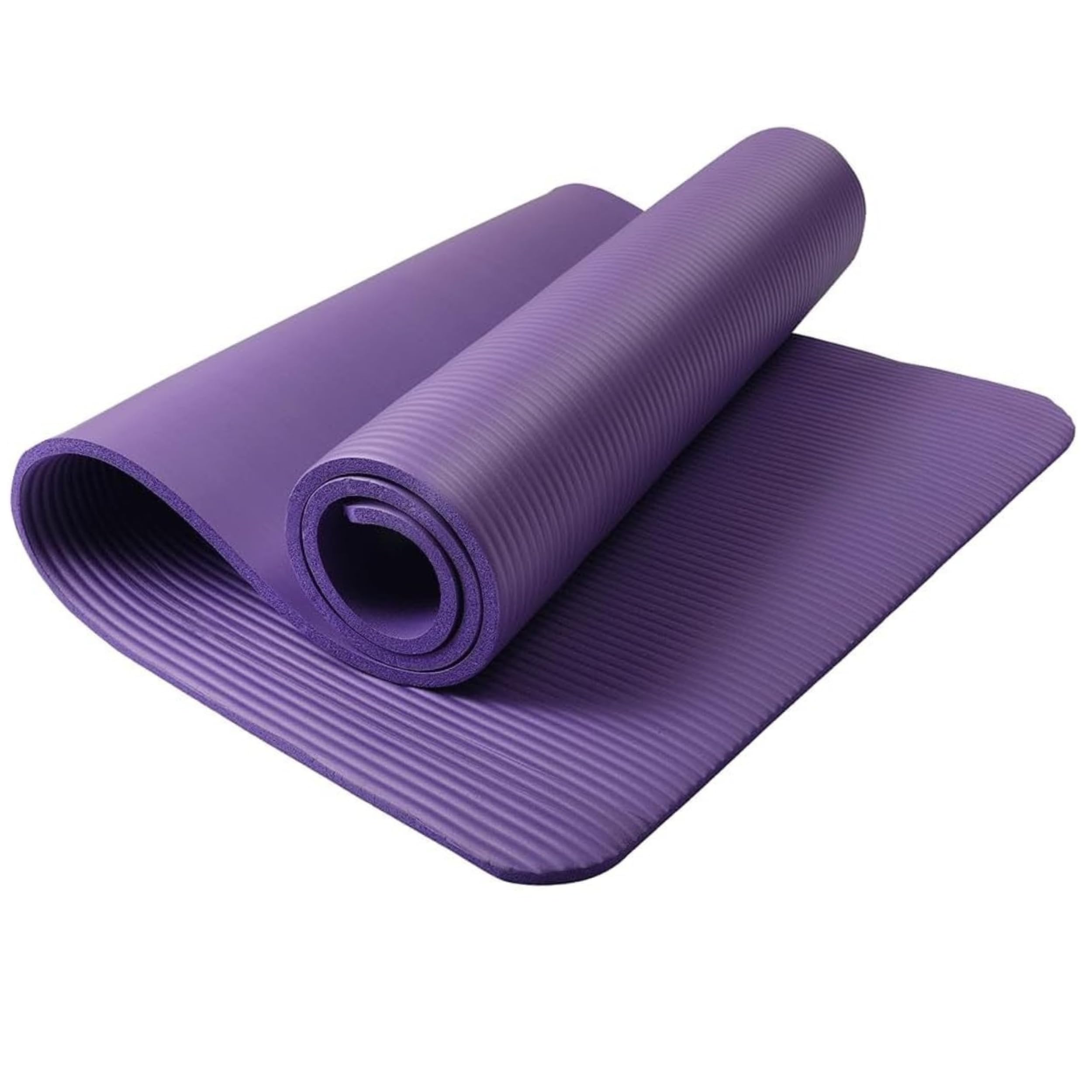 Yoga Mat 10mm Extra Thick Non-Slip Unisex Exercise Mat 180x60cm, Multi-Purpose NBR Foam Fitness Mat with Carry Bag & Strap for Yoga, Pilates, Stretching, Gymnastics, Meditation & Home Workout (Purple)