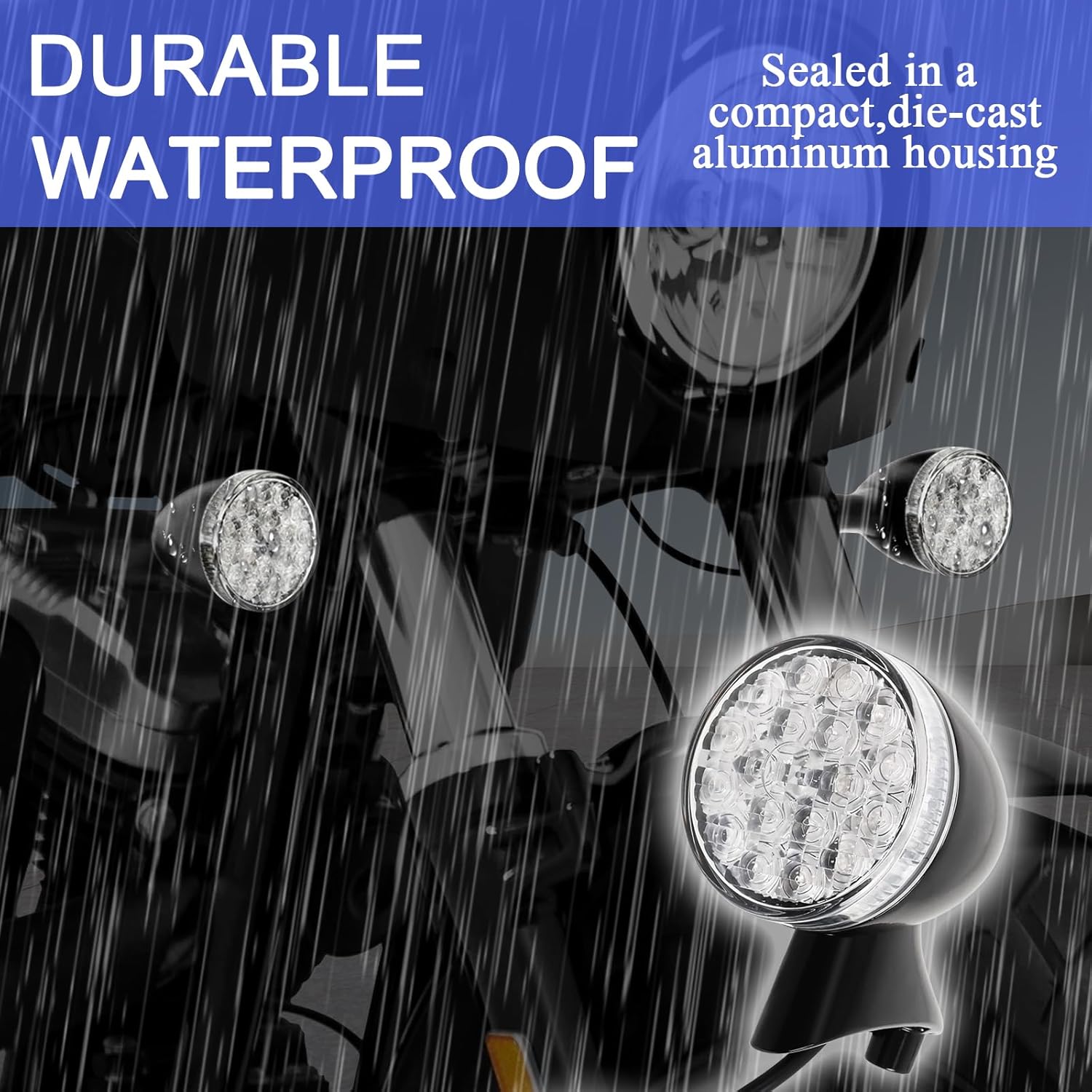 LED Front Turn Signal Lamp Kit,Running Light/directional indicator for Harley Davidson 2015-2024 Road Glide,Amber Light w/Clear Lens,Gloss Black Bullet-Style