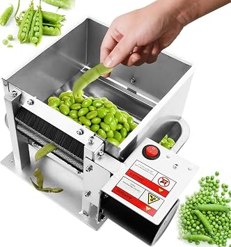 Electric Edamame Pea Shelling Machine, 40W Stainless Steel Pea Sheller Machine, 10-15kg/h Output, Pea Sheller Separator