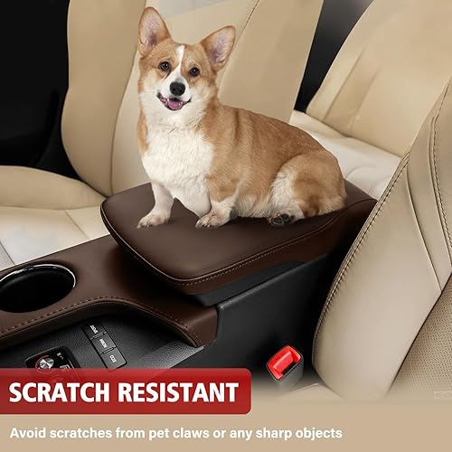 Miniatura 3 de KBH Funda para reposabrazos de consola central automática para Toyota Avalon 2013-2018 de vinilo de cuero para consola de repuesto color marrón