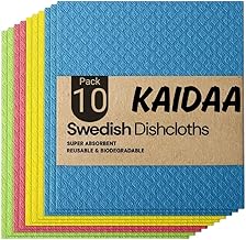 KAIDAA Kitchen Wipes (Pack of 10) | Cellulose Sponge Cloth | Reusable Cleaning Wipes | Multipurpose Absorbent Dish, Counter & Surface Cleaning Cloth