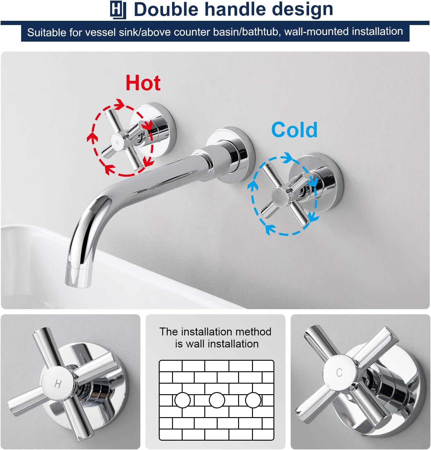 Buy 1 get 1 HOMELODY Bathroom Faucet Chrome, Wall Mounted Two Handle Vanity Faucet Solid Brass Basin Mixer Faucet and Rough in Valve Included Exclusive Discount 60% Price HOMELODY Bathroom Faucet Chrome, Wall Mounted Two Handle Vanity Faucet Solid Brass Basin Mixer Faucet and Rough in Valve Included