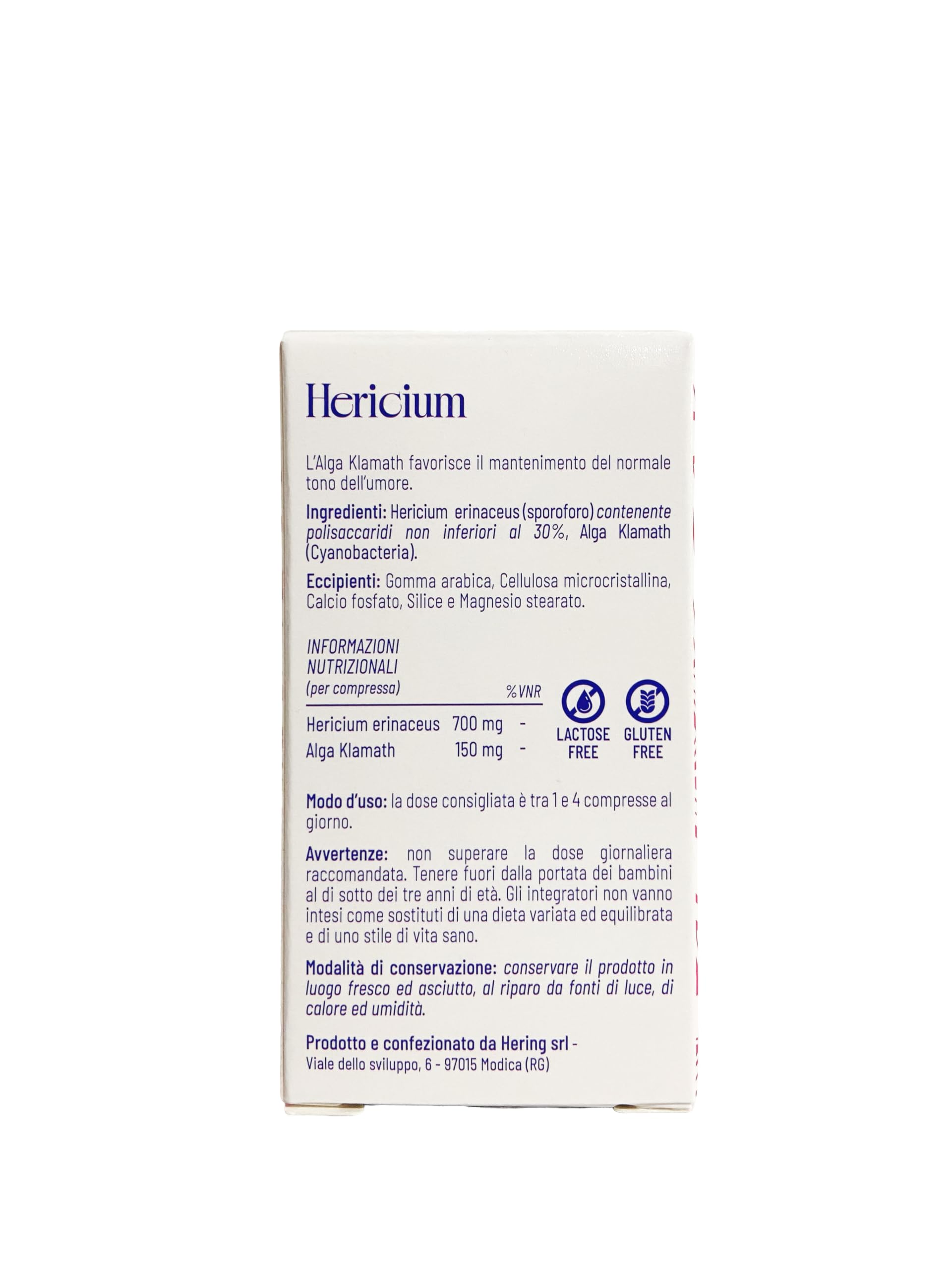 HERING PROLAC Hericium Integratore Alimentare con Alga Klamath, 90 Compresse da 1g