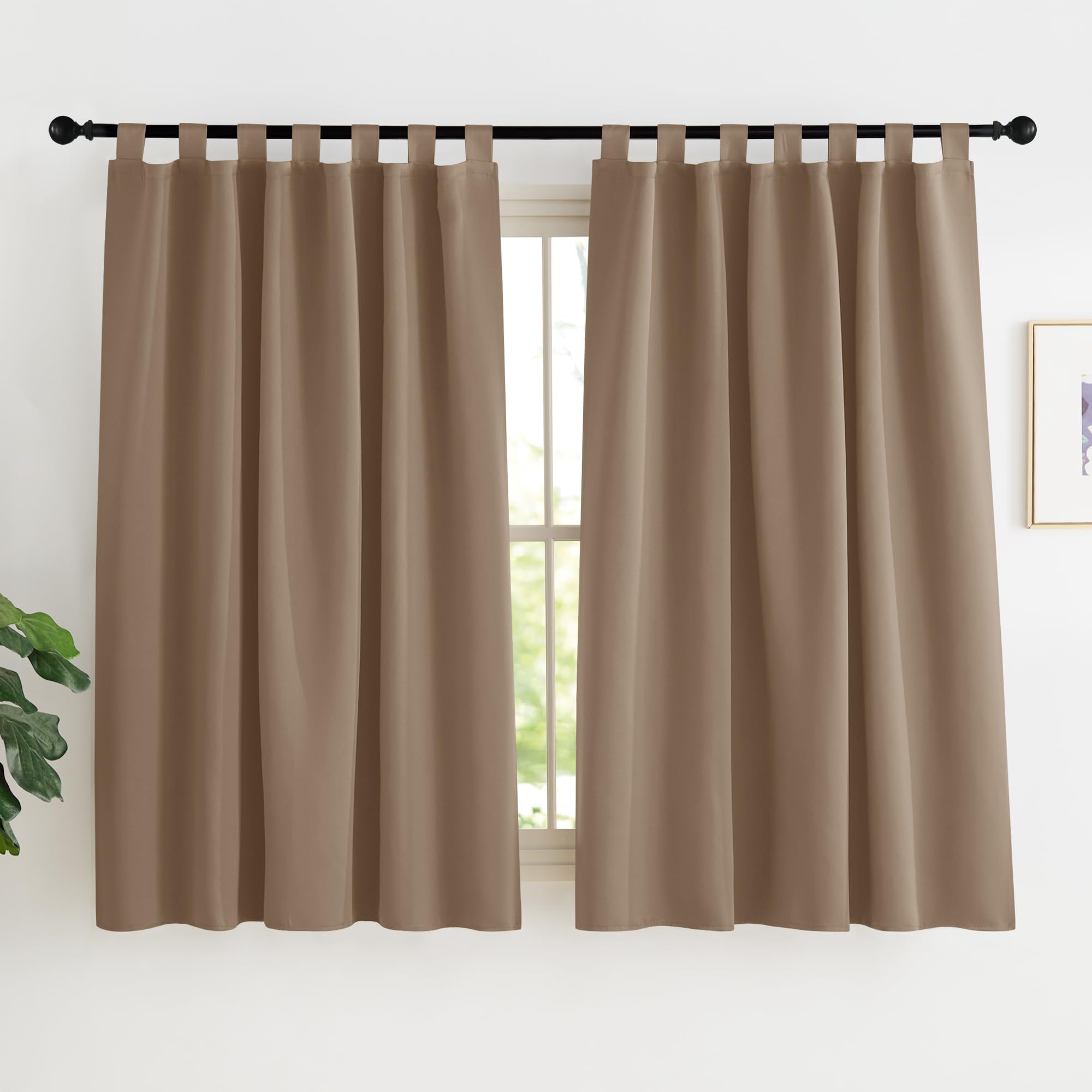 KGORGE Schlaufenvorhang Blickdicht Kurz Schlaufenschal 2er Set Vorhänge Scheibengardinen Modern Vorhang Schlafzimmer Verdunklungsvorhänge Thermo Gardinen Küche