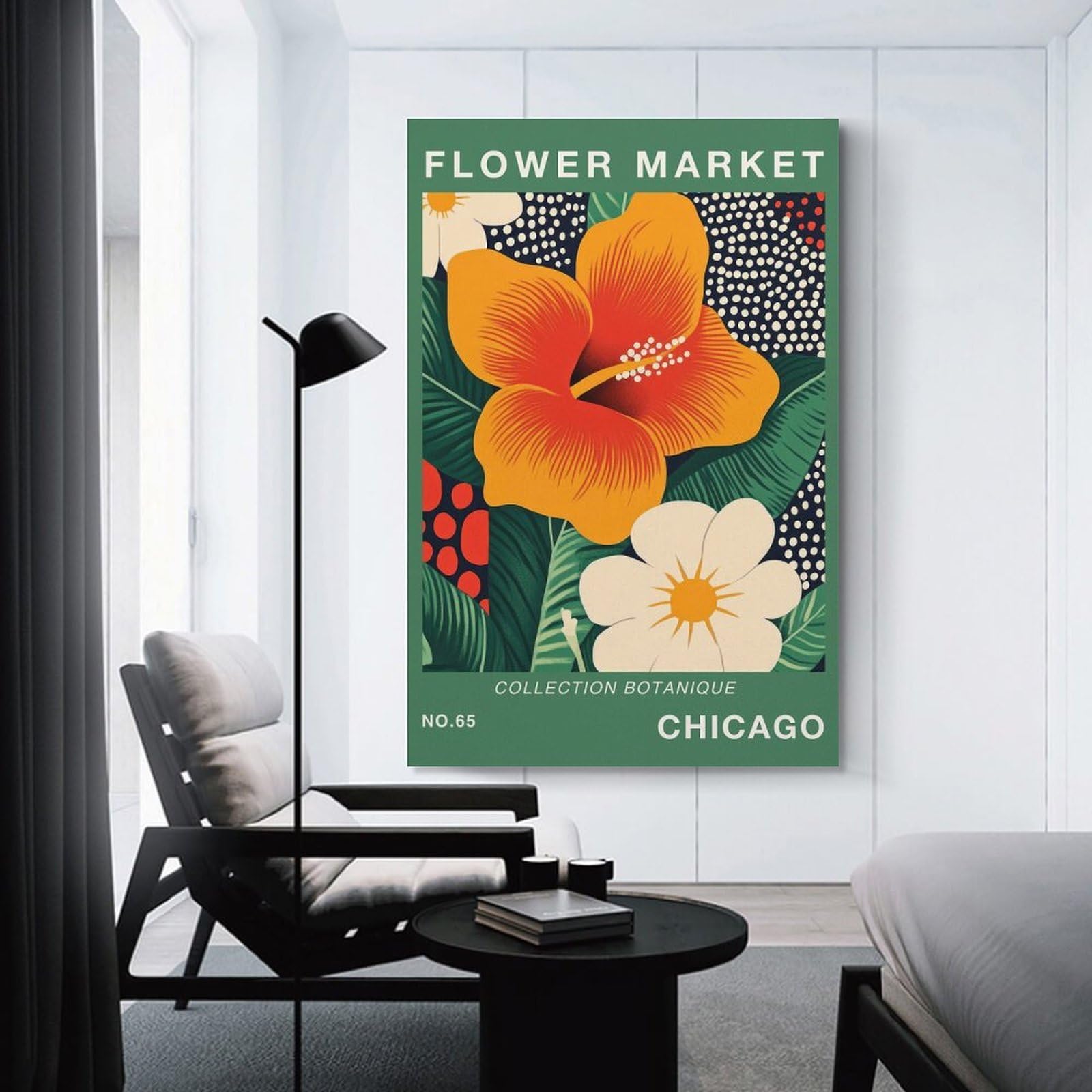 Junmoney Unframe-Style-9 Chicago Flower Market Botanical Art Print Wall Decor Canvas Print, 24X36inch(60X90cm), For Flats, Guest Rooms Or Compact Rooms, A Simple Refresh For Blank Walls