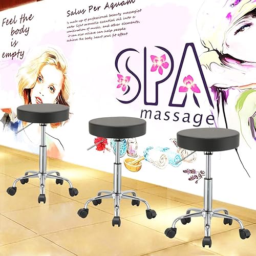 Miniatura 7 de Duhome 410 Taburete giratorio de altura ajustable para clínica médica tatuaje spa salón con ruedas negro