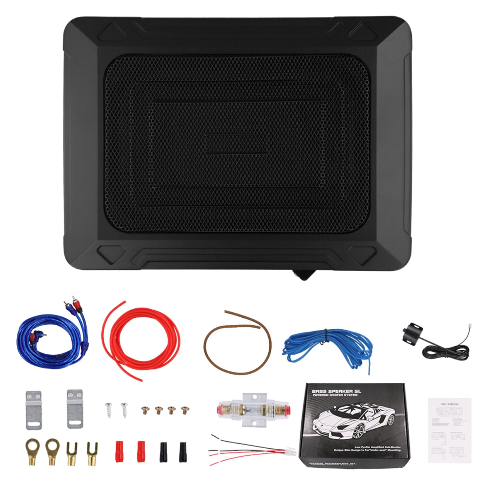 Subwoofer auto ultraflatto, adatto per auto/camion, con amplificatore integrato, installabile sotto i sedili, potenza massima 1000W, subwoofer compatto