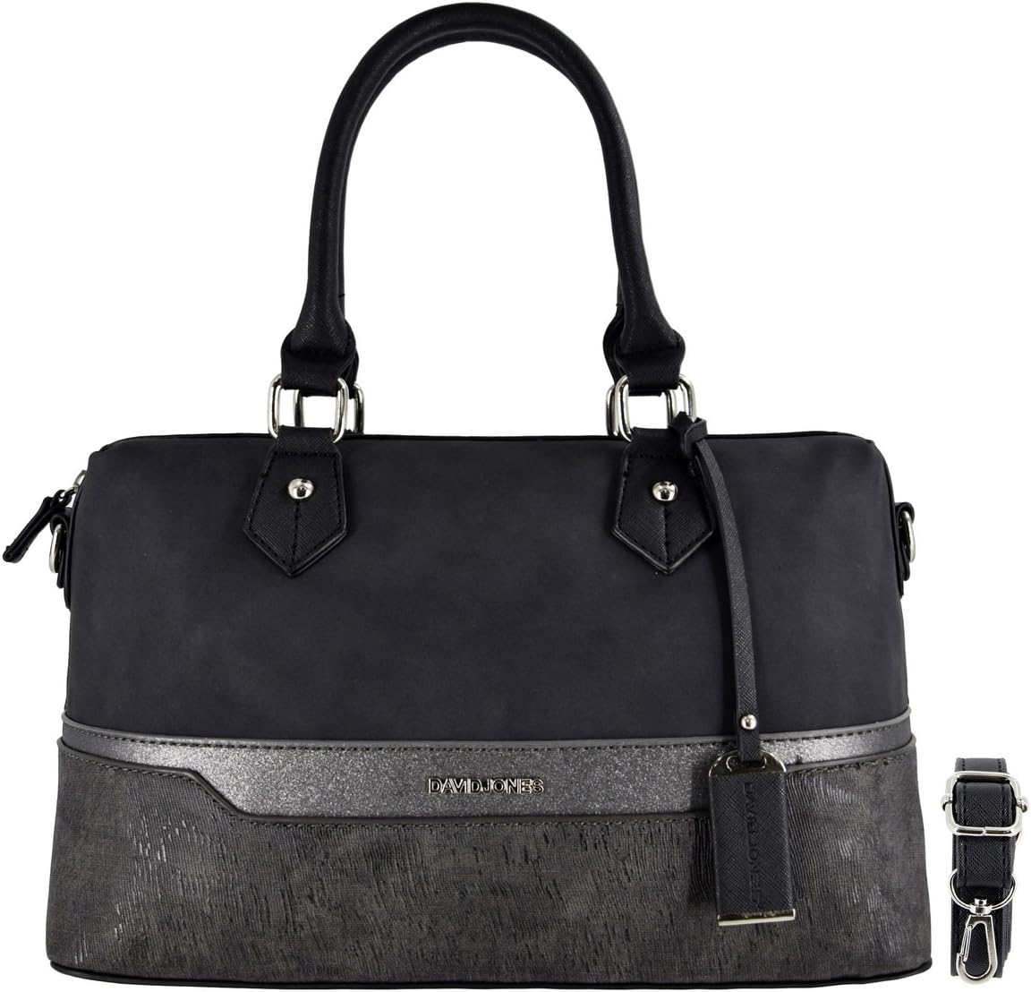 Women's Bowling Barrel Handbag - Lady Bugatti Duffle Style Bag - Multicolor Stripes Shoulder Bag Nubuck Glitter Rigid Faux Leather - Top-Handle Tote Satchel City Bag Elegant