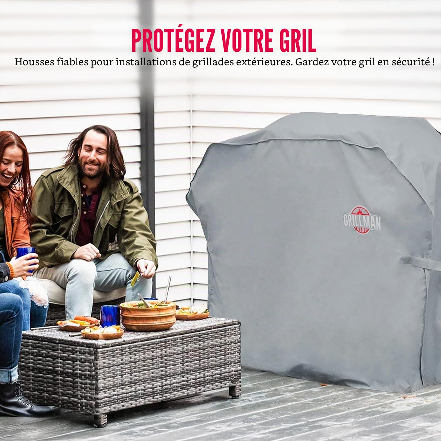 Grillman Housse de Protection pour Barbecue, Housse Imperméable pour Barbecue (147 x 61 x 122 cm)