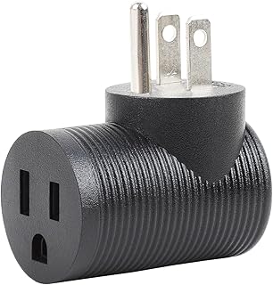 Nema 5-15R to 5-15P Right Angle Power Adaptor, Right Angled USA 3-Prong Male-Female Adapter,90 Degree Angled USA Male Female Power adapter PA-0209