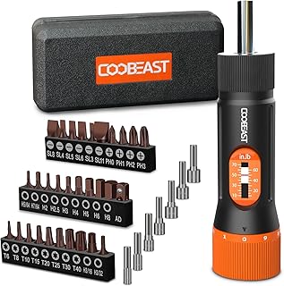 Torque Screwdriver 38Pcs, Gifts for Men Torque Wrench with Inch/Pounds Torque Range 10-70 In-lb, S2 Bits, Sockets and Storage Case for Maintenance, Tools, Bike Repairing and Mounting