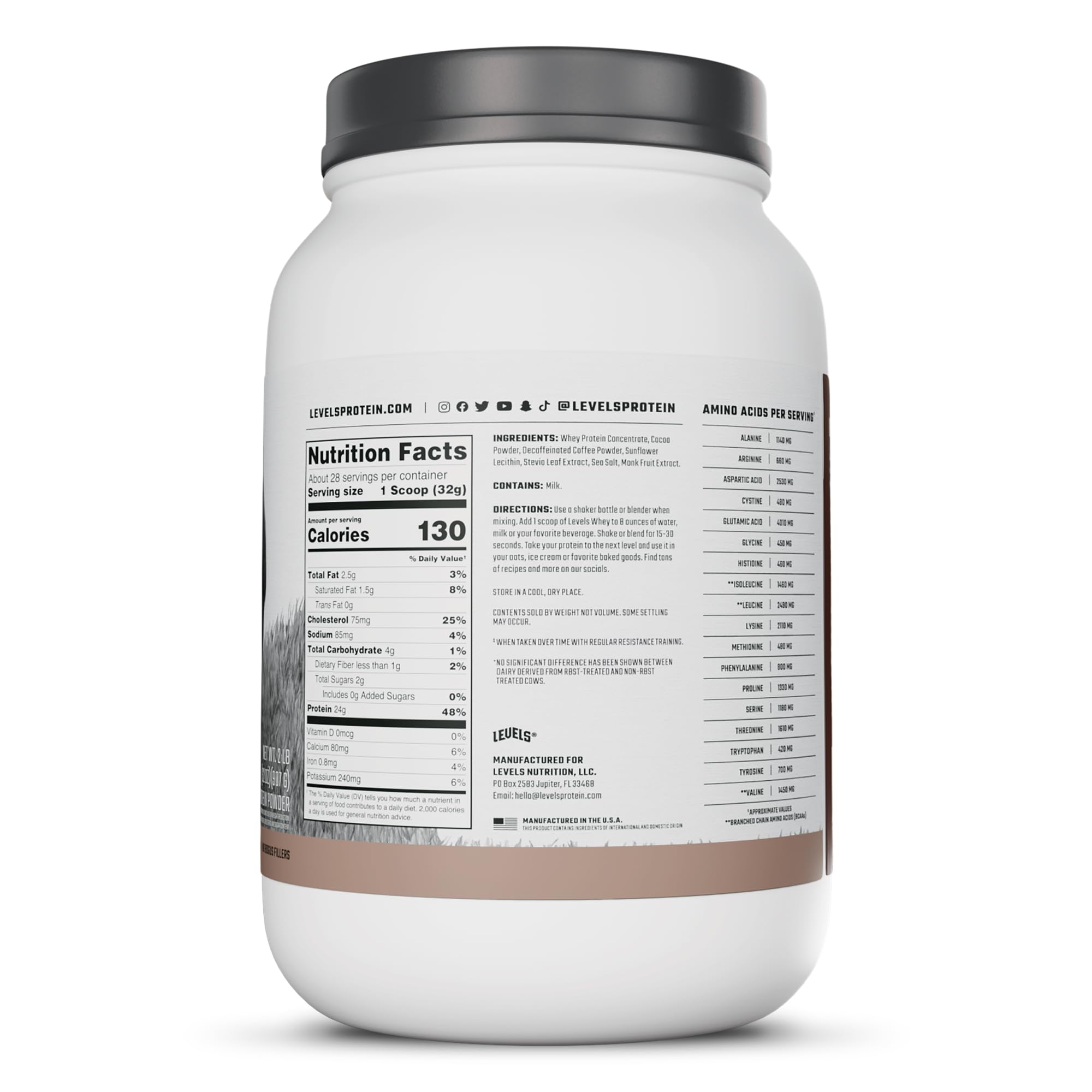 Levels Whey Protein Powder, No Artificial Ingredients, Chocolate Mocha, 2LB — Amazon image 8
