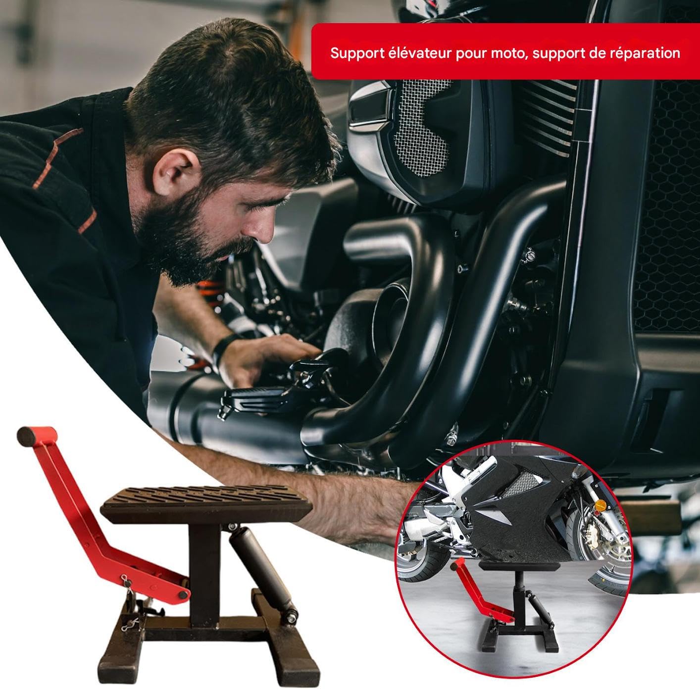 Hydrauliczna podpórka motocyklowa, stół podnoszący o regulowanej wysokości, wzmocniony stół hydrauliczny do naprawy i konserwacji w warsztacie motocyklowym, akcesoria samochodowe