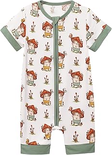 Baby Boys Girls Romper Short Sleeve Infant Sleepers Play Romper Soft Viscose from Bamboo Pajamas Toddler 0-24M