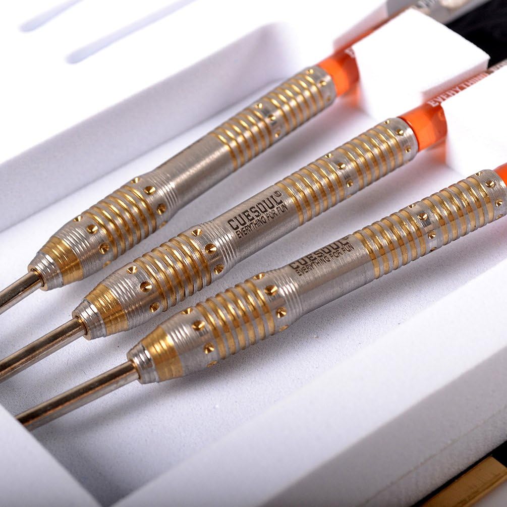 CUESOUL Black Scorpion 22/24/26 Grams Tungsten Steel Tip Dart Set,Barrel with Titanium Coated Finished