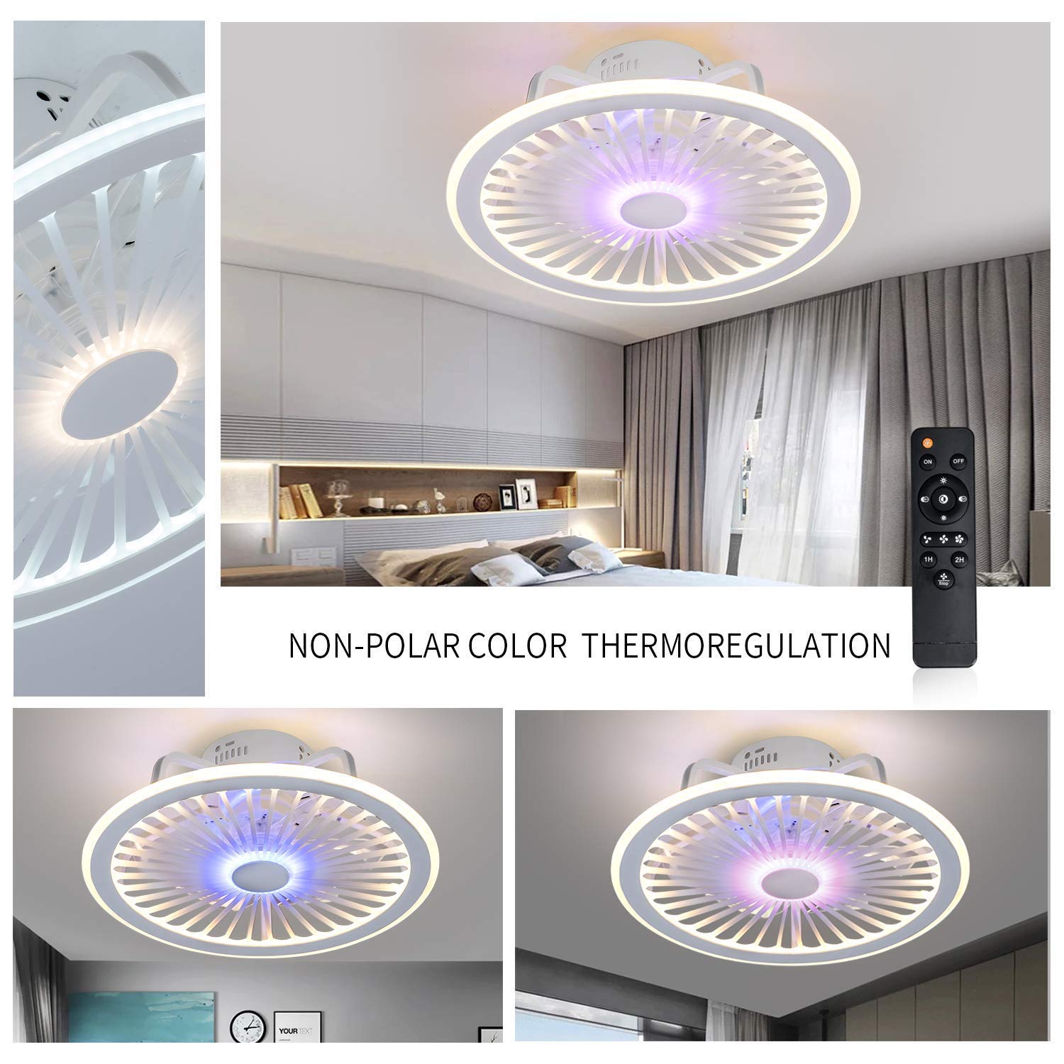 Buy LCiWZ 18.5In Ceiling Fan with Lights,Hidden Electric Ceiling Fan with RGB Ambient Light,72W
