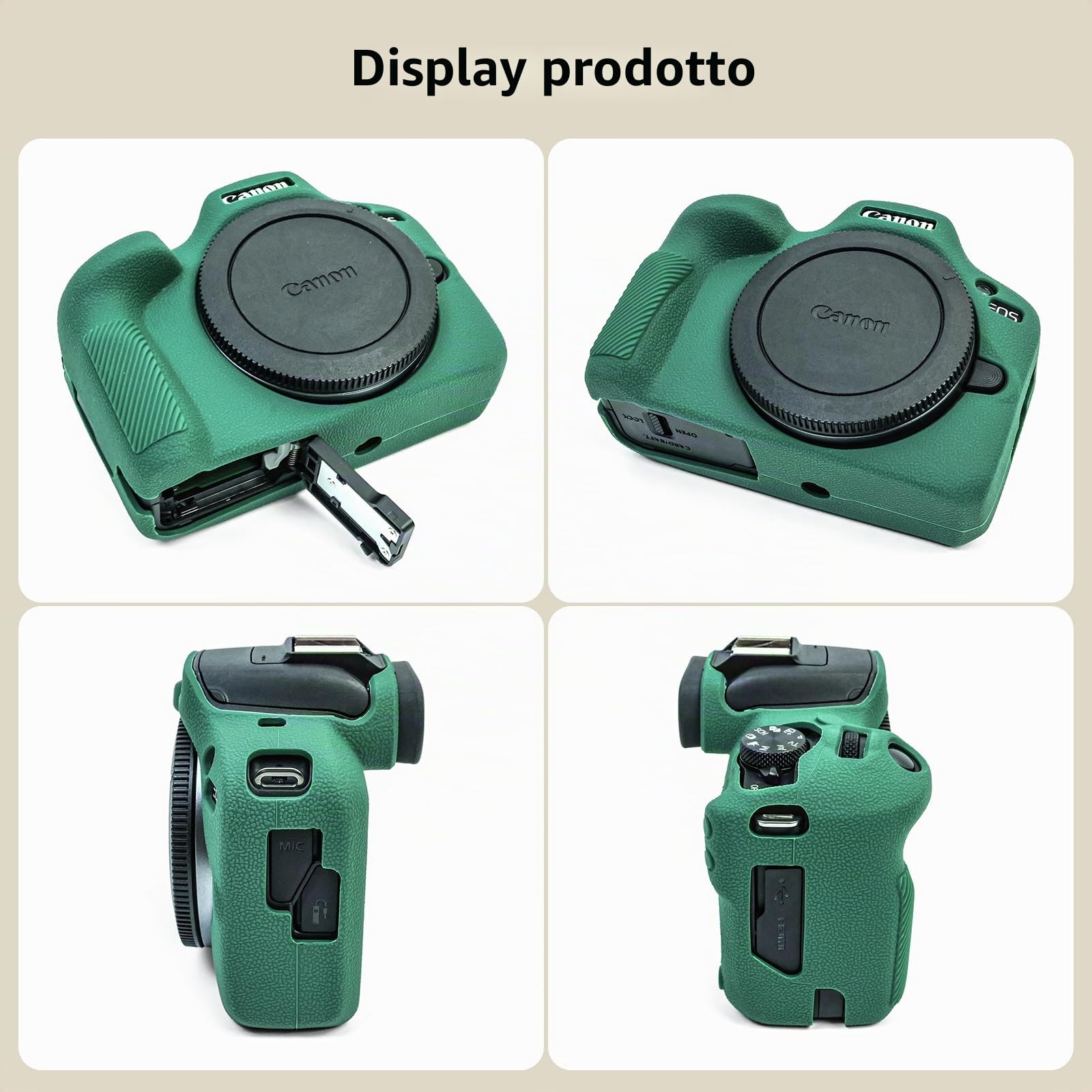 MUZIRI KINOKOO Custodia EOS R100 EOSR100 - Custodia protettiva in silicone morbido per fotocamera mirrorless Canon EOS R100/EOSR100 Antigraffio - Verde