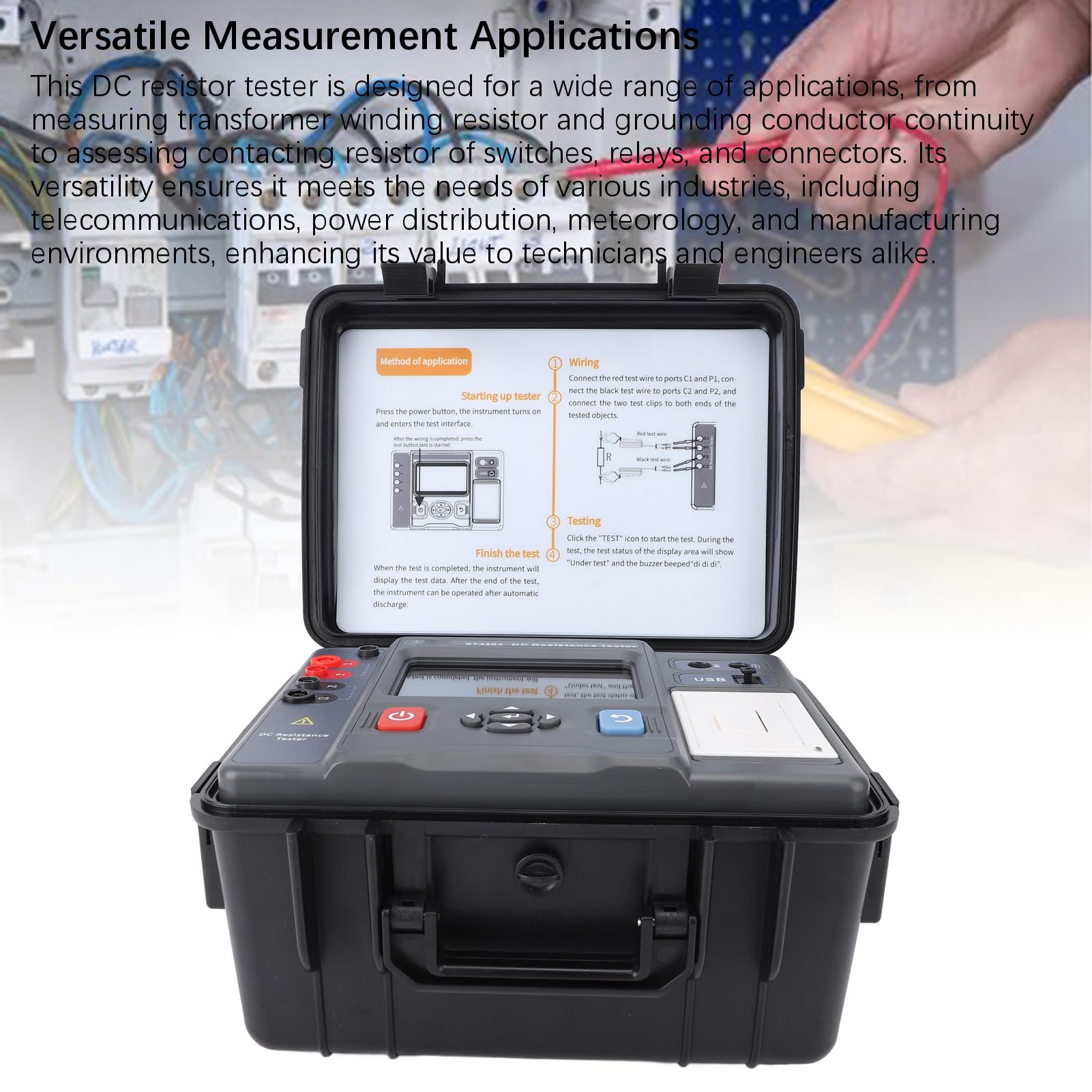Digital Megohmmeter Large LCD Display Multifunctional DC Resistor Tester Telecommunications Electric Power