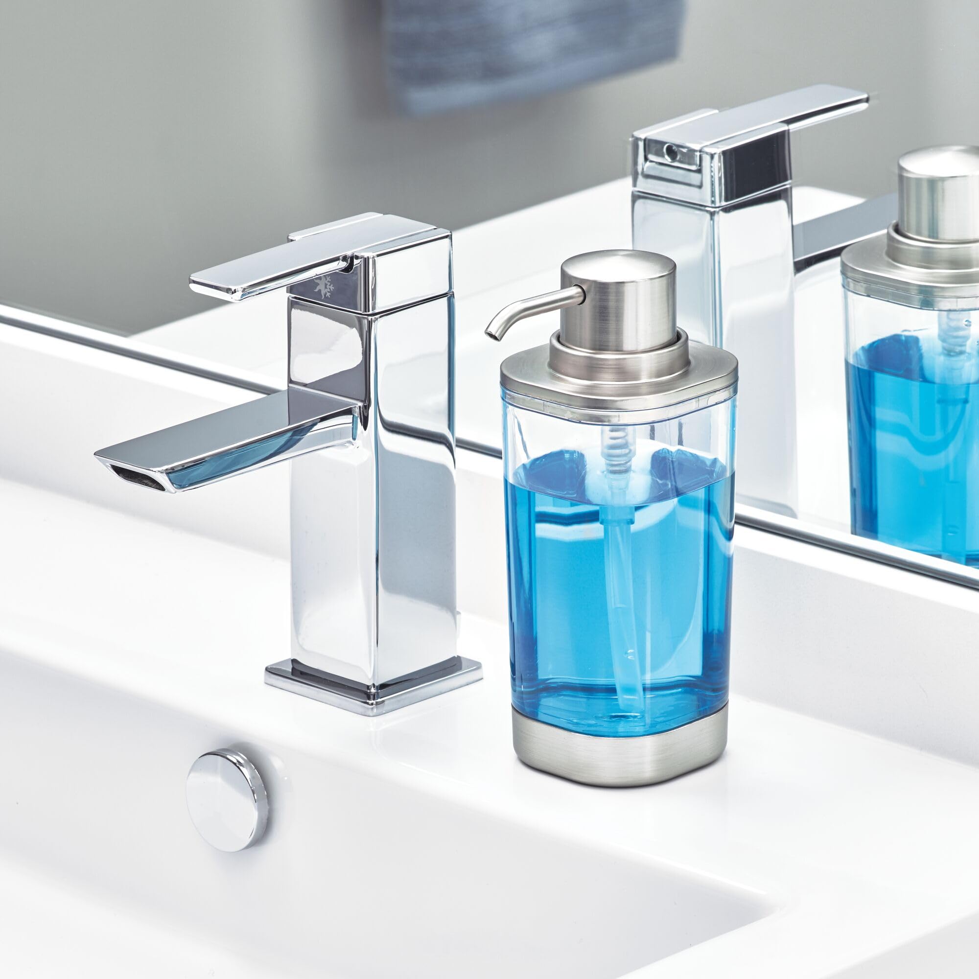 iDesign Stainless Steel Bar Soap Holder, The Preston Collection 4.5 x 4.5 x 1.75 , Brushed & Chrome Split Finish