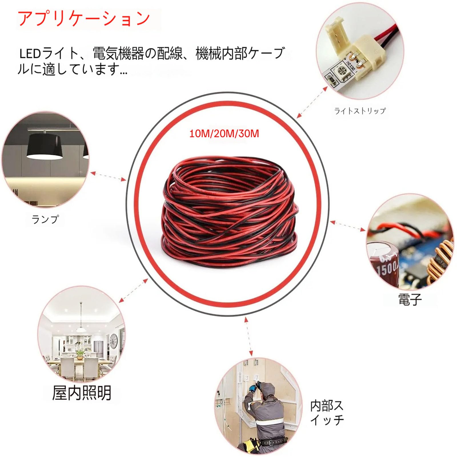 その他 電子機器配線用線材AWG-22半田コーティング線10色10組