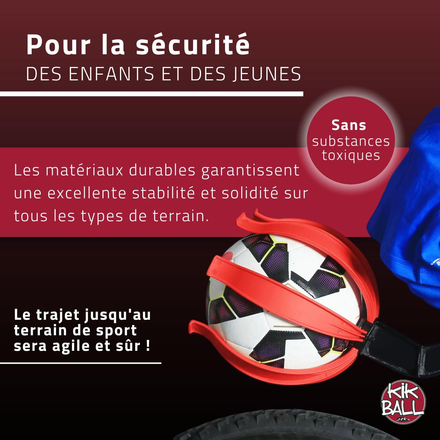 Porte-Ballon de Vélo, Dispositif de Sécurité pour Enfants et Garçons, Facile à Utiliser, Adapté aux Ballons de Football, Basket-Ball et Rugby