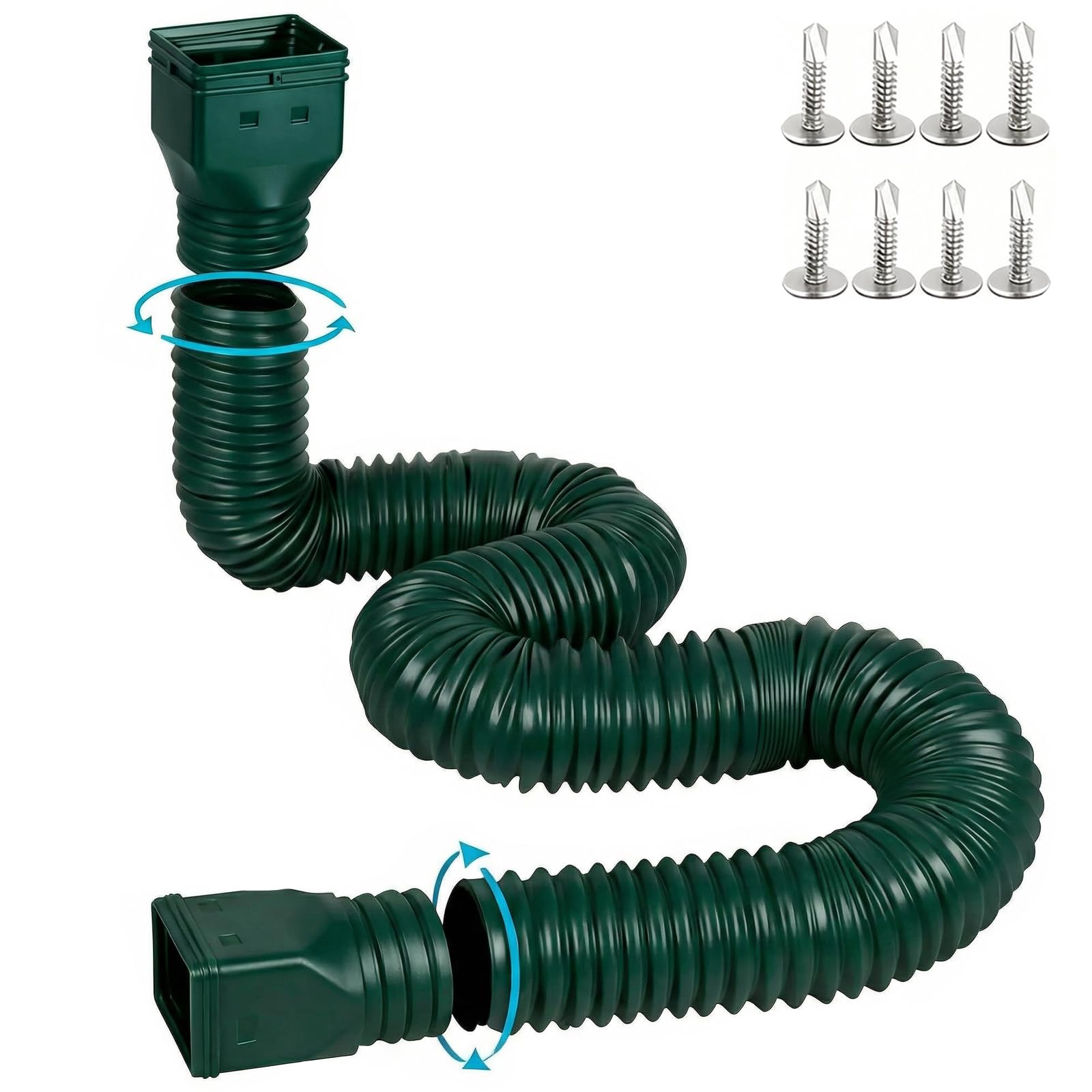 16.5ft Long Gutter Downspout Extensions for Rainwater Drainage, 4” Diameter Thickened Flexible Downspout Extender Extendable from 3.6ft to 16.5ft(Brown) — view 10