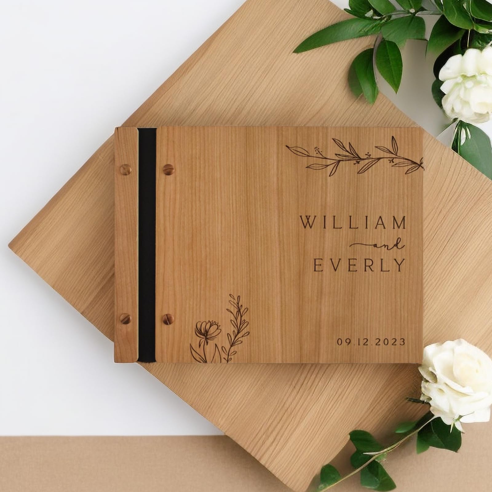 Personalisiertes Hochzeitsgästebuch, hölzerne Gästebuch-Schilderbücher für Hochzeit