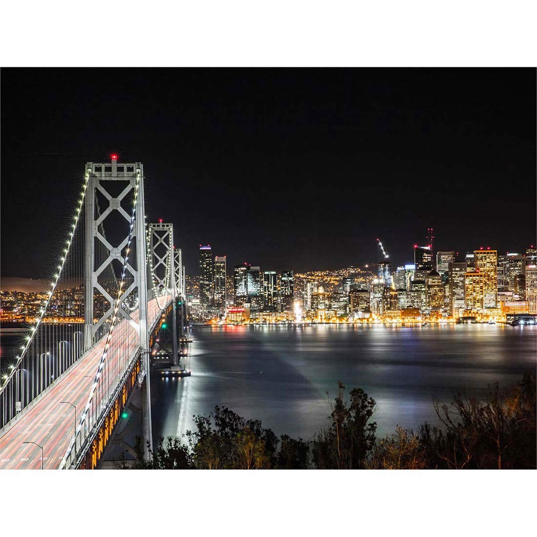 Wee Blue Coo San Francisco Oakland Bay Bridge Art Print Poster Wall Decor 12X16 Inch