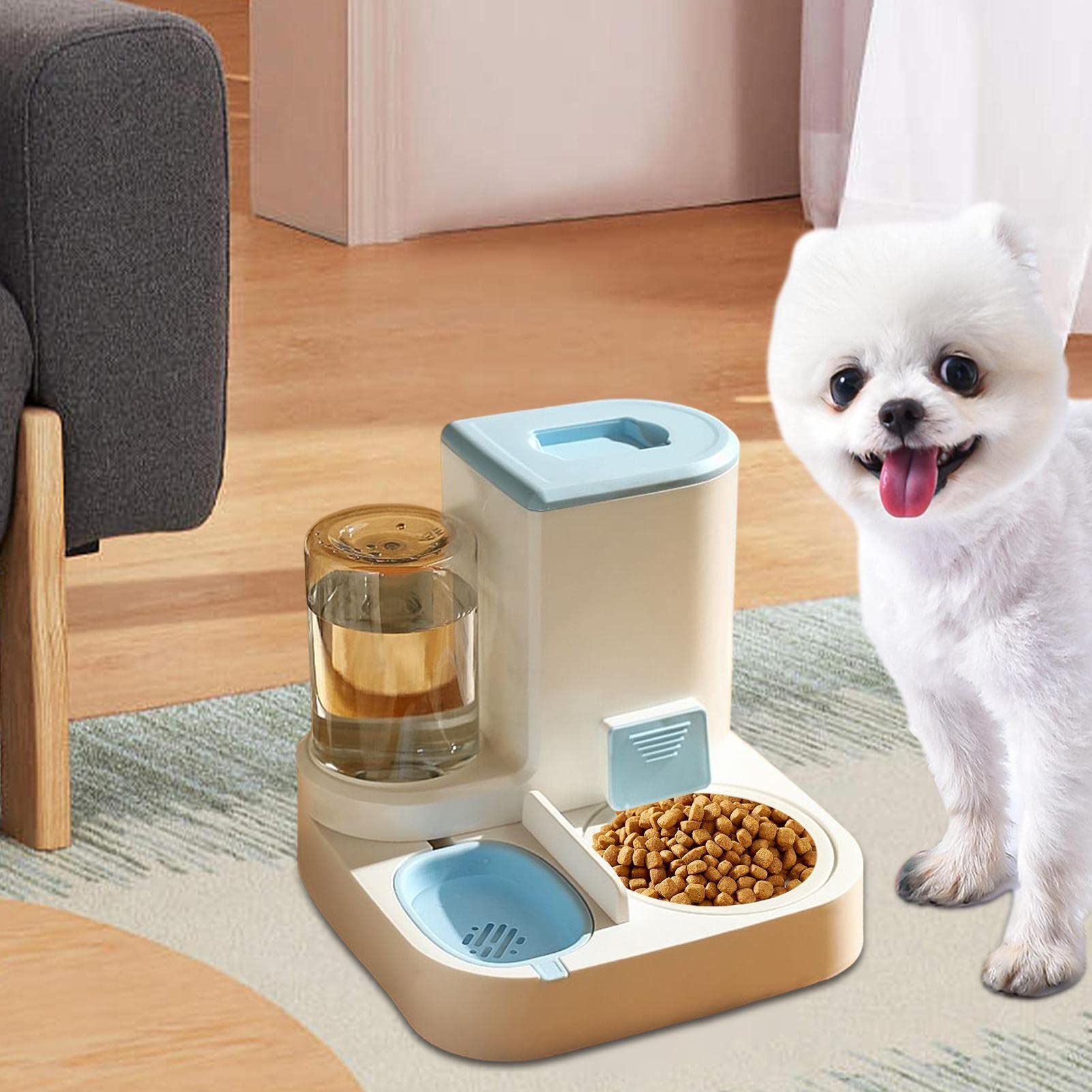 Comedero automático 2 en 1 para mascotas - Juego de comedero para gatos y agua, comedero automático para gatos, bebedero autodispensador para mascotas para perros pequeños y medianos y gatos