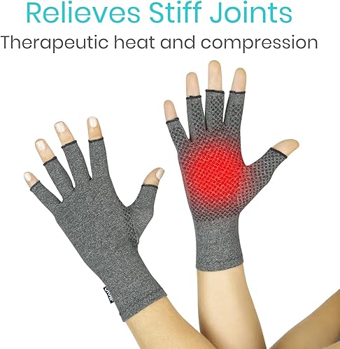 Miniatura 3 de Vive Guantes de artritis con agarres, compresión sin dedos texturizados para hombres y mujeres, guantes de mano con dedos abiertos para reumatoide y