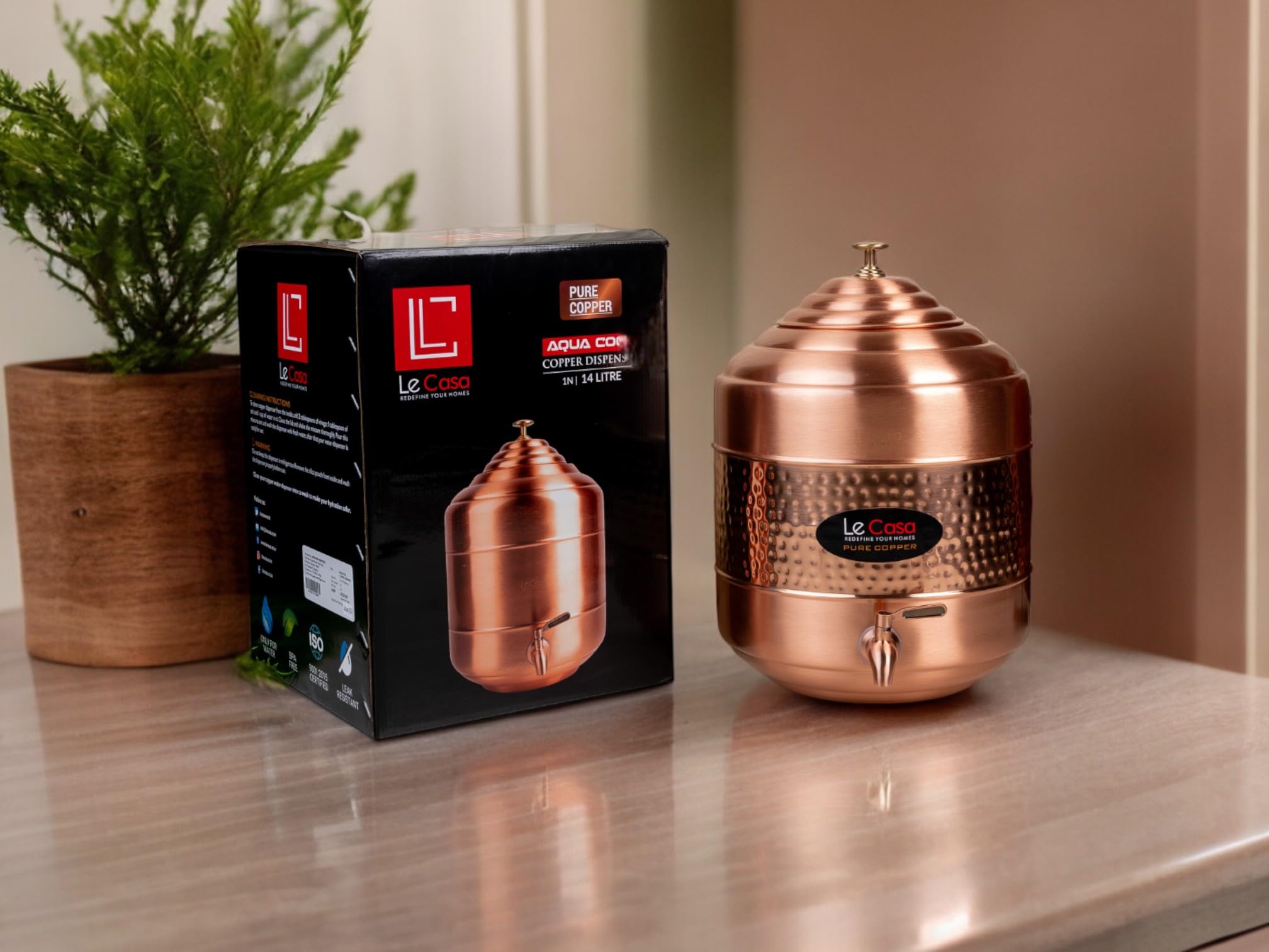 LeCasa - Aqua Cool Copper Water Dispenser 14 Litre with Brass (Pital) Tap | 100% Pure Copper with ISO Certification | BPA Free, Leak Proof, & Eco Friendly | Copper Matka, Copper Water Cooler | (B0CSDVP43R) Amazon Price History, Amazon Price Tracker
