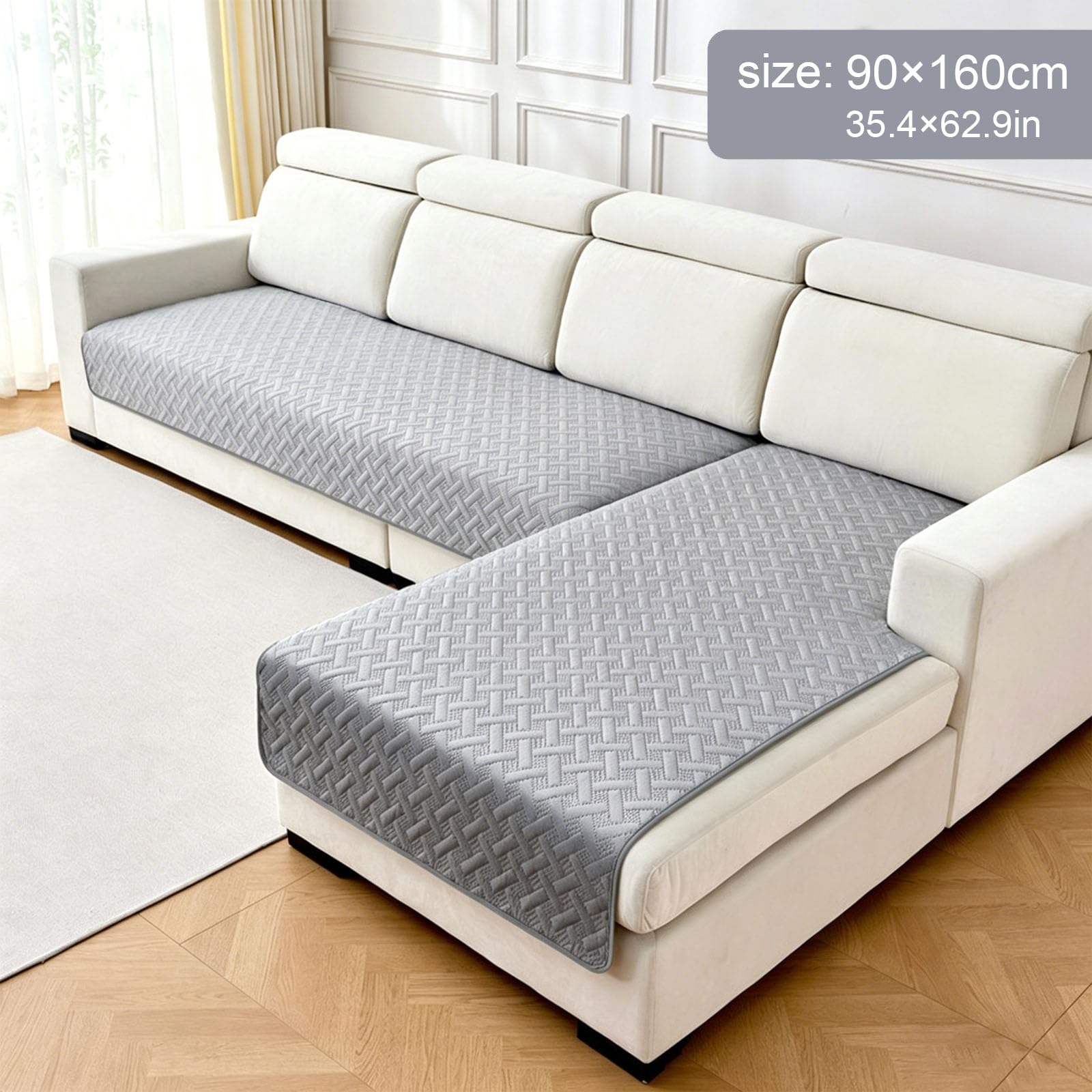 Luxvara Sofabezug Ecksofa 1/2/3/4 Sitzer, Sofabezüge Couch Überzug L Form Sofa Überzug Universelle rutschfeste Sofaschoner, Hund Katze Waschbar Sofaüberwürfe für Wohnzimmer, 1 Stück (Grau, 90x160cm)