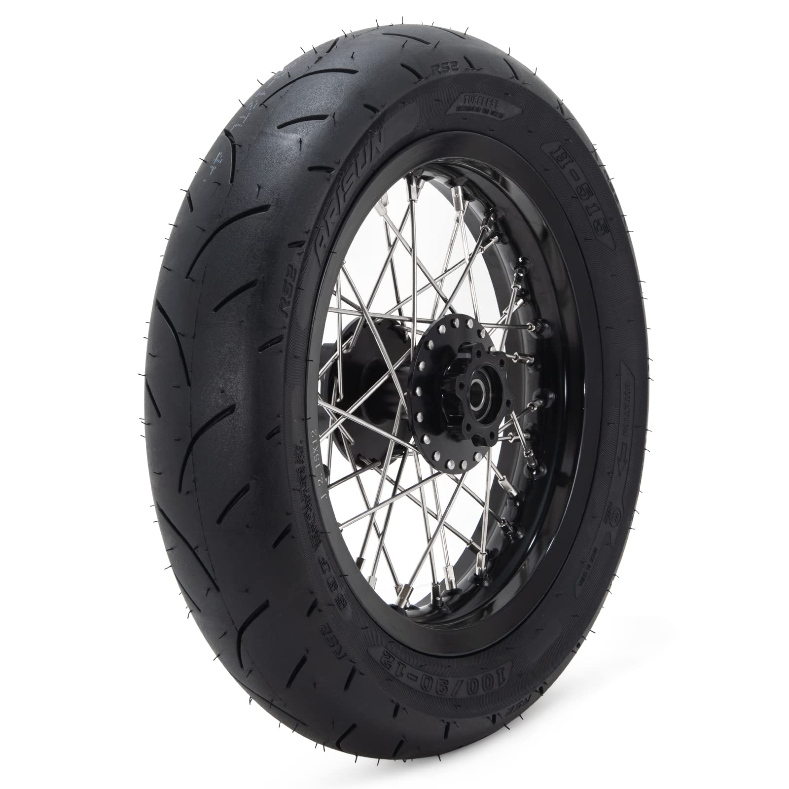 Juego De Llantas Delanteras Y Traseras 12x2.15 Para Surron Light Bee Y Segway X160/X260 | Buje Aluminio 6061, Radios Acero Inox
