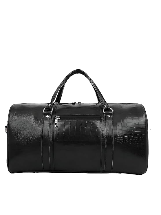 Wesley Vintage Faux Leather Weekender Travel Duffel Bag, Croc Embossed, Water Repellent, Lightweight Gym and Business Bag for Men and Women