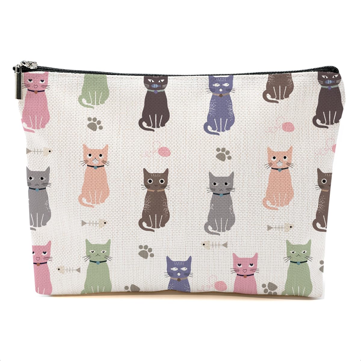 DHKG Cute Cat Makeup Bag Cat Gifts Cosmetic Bag Cat Lover Gifts for Women Girls Friends Wife Cat Themed Gifts Cat Stuff Travel Organizer Zipper Pouch