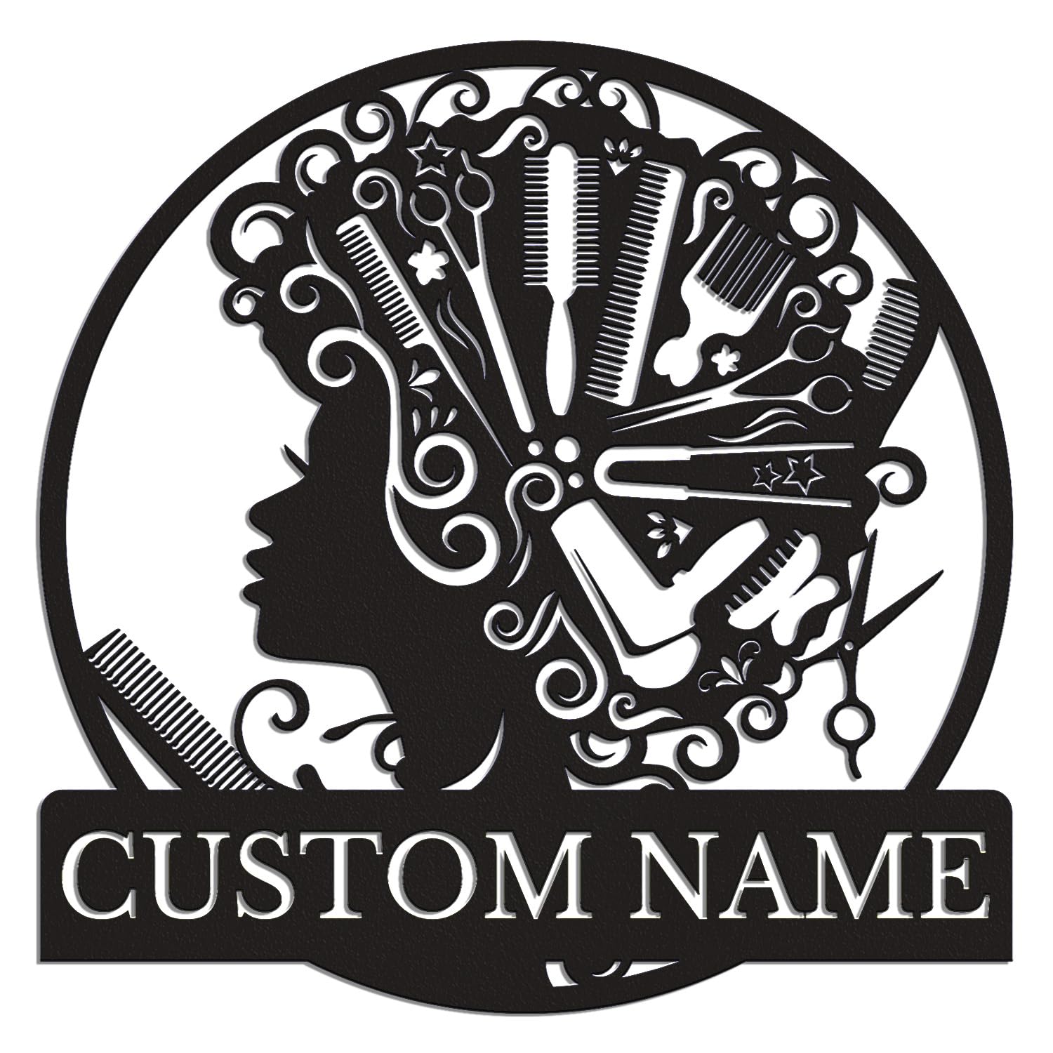 Personalized Custom Hair Dresser Metal Sign,Custom Beauty Salon Girl Hair Metal Wall Art,Personalized Hair Dresser Name Sign (Style-8)