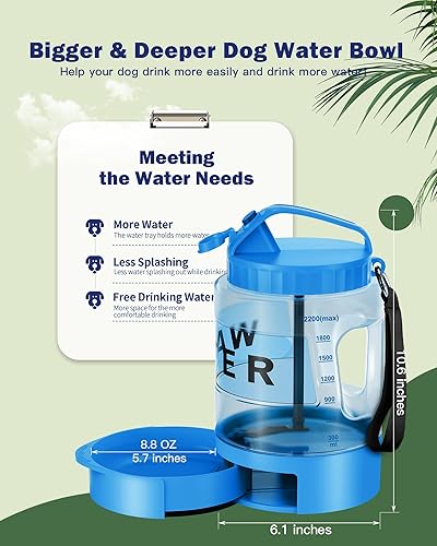 Miniatura 5 de Botella de agua grande para perros de 77 onzas  Dispensador de agua portátil para perros de viaje y tazón  Jarra de agua para mascotas a prueba de