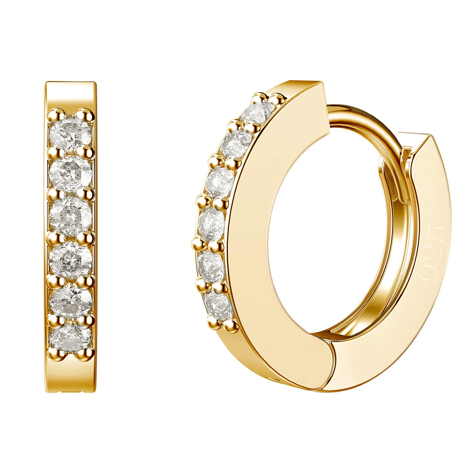 SWEETV 925 Sterling Silver Huggie Hoop Earrings for Women Girls-Tiny Small Cartilage Hoop Earring