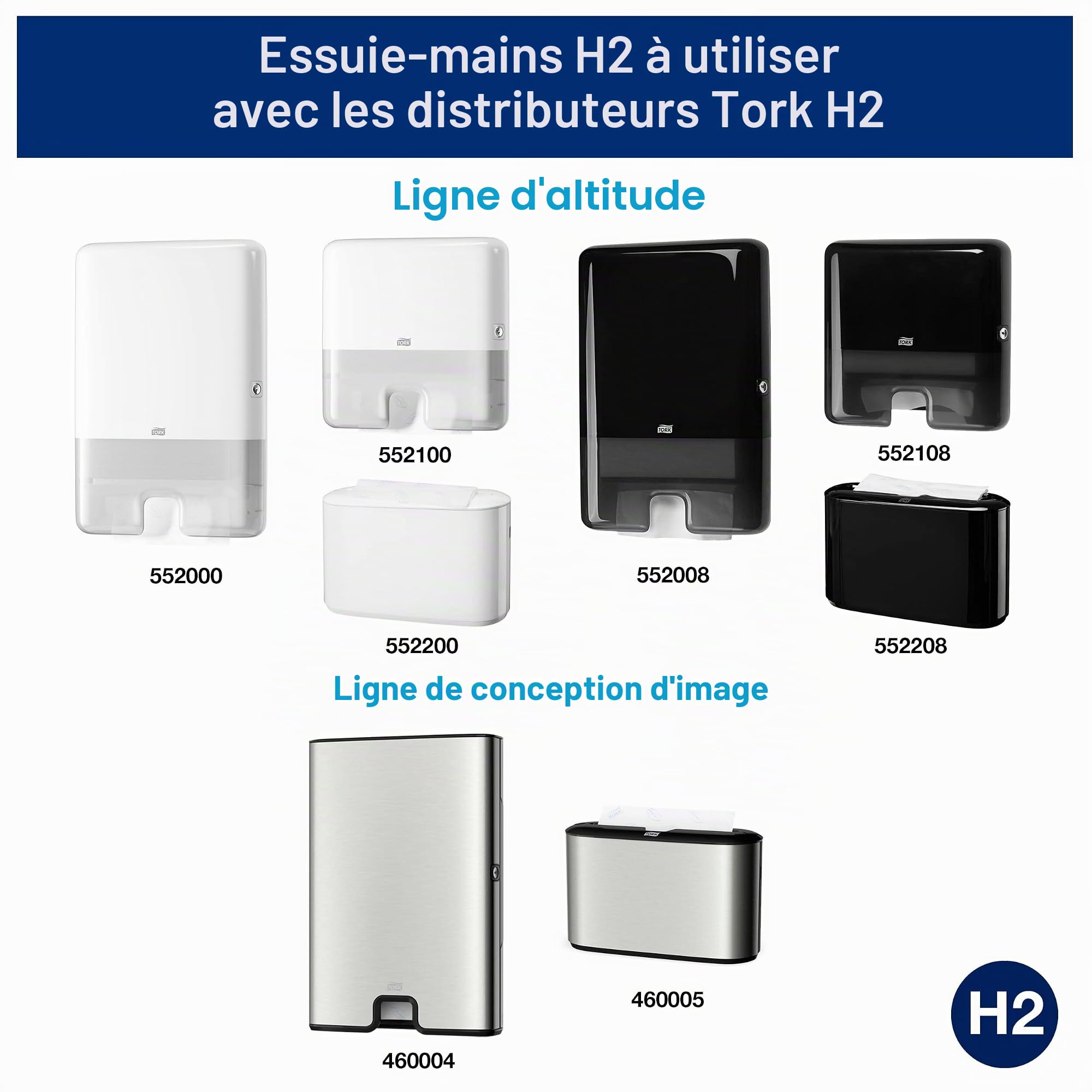 Tork Xpress Essuie-mains interfoliés - 150100 - Papiers d'essuyage pliés en Z qualité Universal pour Distributeur H2 - Essuie-mains en papier 1 pli blanc - 21 x 230 feuilles, Moyen