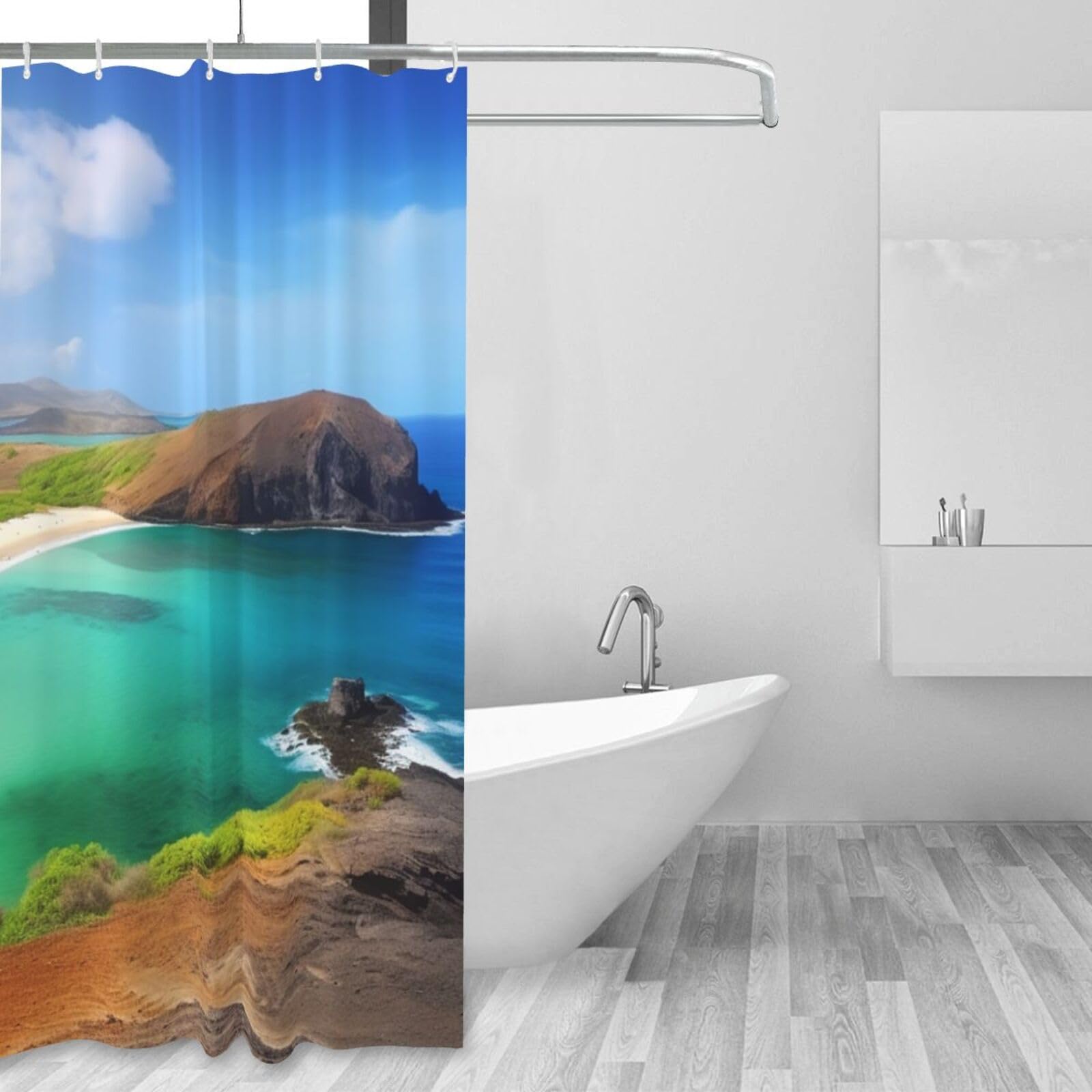 Rideau de douche anti-moisissure en tissu avec 12 crochets inclus