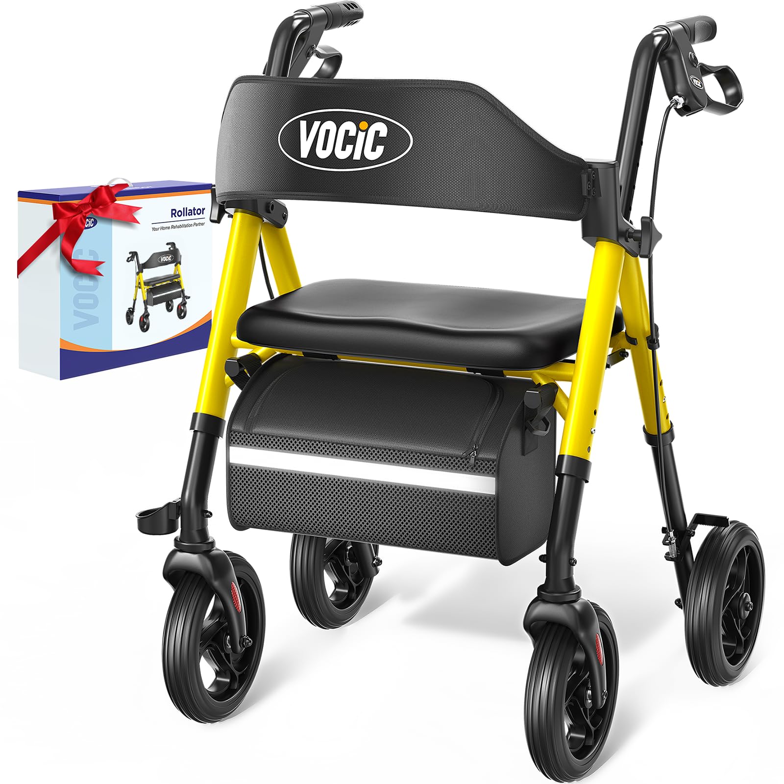 Walkers for Seniors, Z21 Rollator Walker with Seat Supports 350lb, 8" Big Wheels for All Terrain, Ergonomic Arc Seat & 6" Ultra Backrest Foldable Walker, Dual Height Adjustment, Lightweight 2025