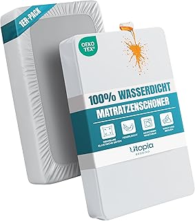 Utopia Bedding Wasserdichter Matratzenschoner, 160 x 200, für Matratzen bis zu 30 cm Höhe, Leichter und Weicher Jersey-Matratzenbezug mit Dehnbaren Seiten - weiß