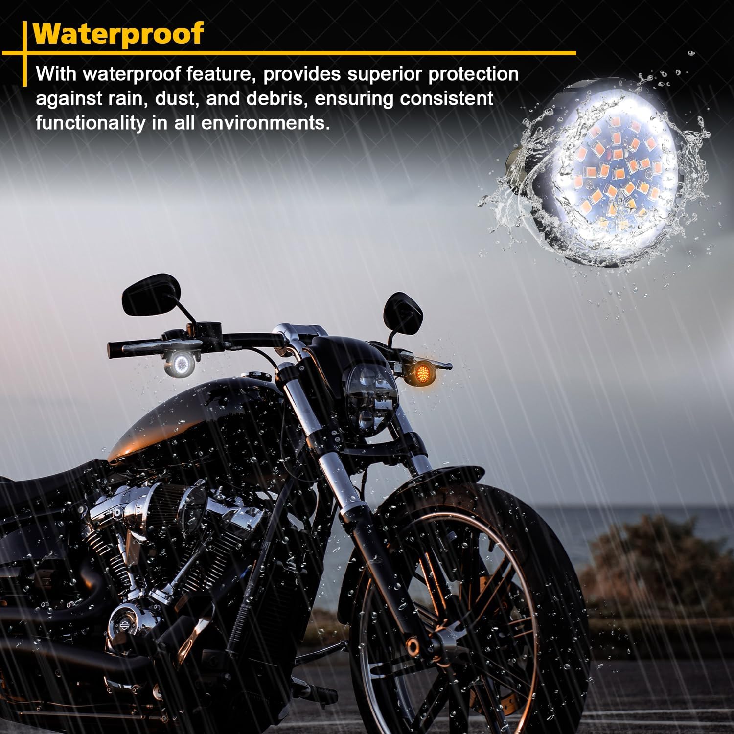 SUNPIE Motorcycle Turn Signal Bulb 1157 Bullet Style Front Switchback Blinker BAY15D LED Lights Compatible for Touring Dyna Softail Sportster Street Glide Road Glide Iron 883, White and Amber