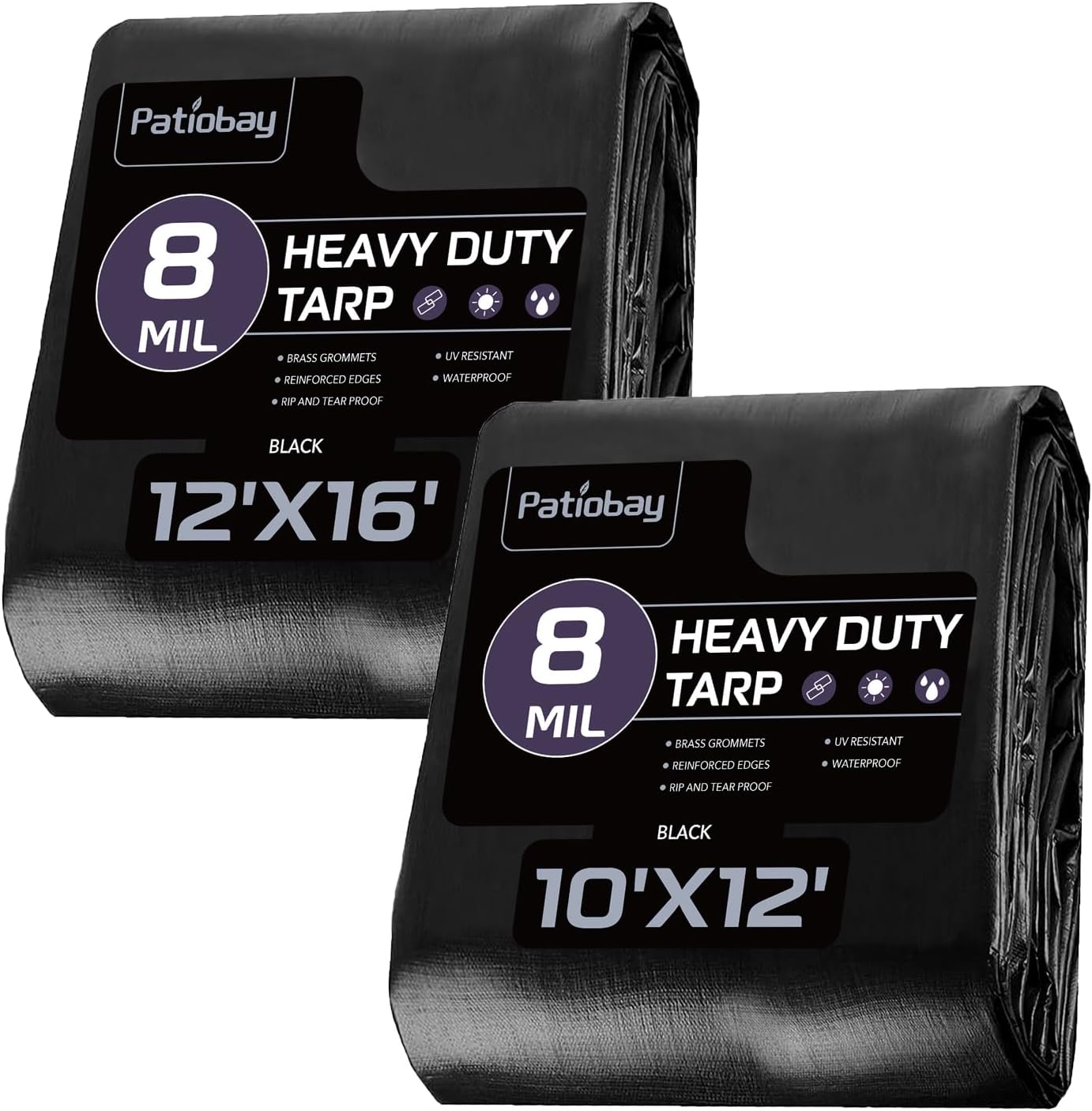 Tarp 8 Mil Large, Waterproof Tarps Heavy Duty with Grommets Every 23.6", Thick Plastic, UV Resistant Tear&Fade Resistant, Reinforced Edges for Outdoor Pool Camp Tent