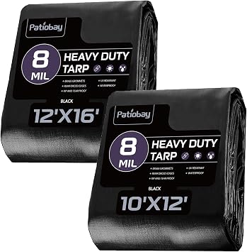 Tarp 8 Mil Large, Waterproof Tarps Heavy Duty with Grommets Every 23.6", Thick Plastic, UV Resistant Tear&Fade Resistant, Reinforced Edges for Outdoor Pool Camp Tent