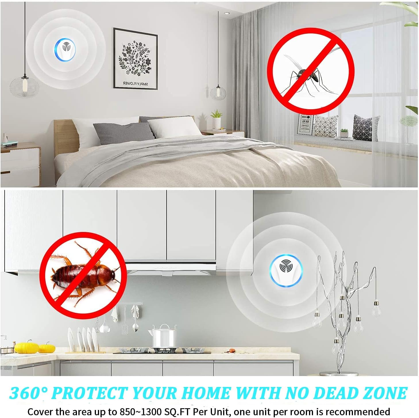 Ultrasonic Pest Repellent Indoor Plug in - Rodent & Mice Repellent Electronic Pest Control for Roach Mosquito Spider Bug (6, White) - Image 6