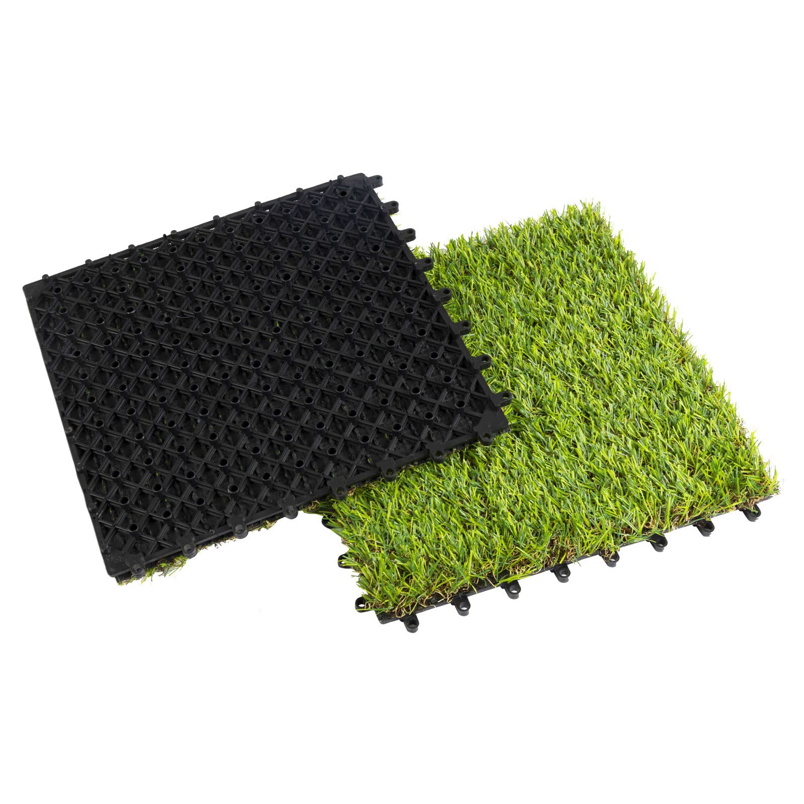 Floordirekt Piastrelle a clic, 30 x 30 cm, 2 m² = 22 piastrelle per terrazze, balconi e terrazze, resistenti alle intemperie, con funzione di drenaggio, erba
